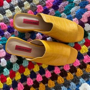 London Rebel Snakeskin Yellow Heels